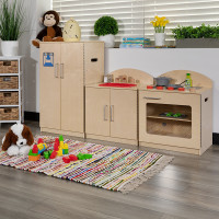 Flash Furniture MK-DP00KTCHN-GG Children's Wooden Kitchen Set - Stove, Sink and Refrigerator for Commercial or Home Use - Safe, Kid Friendly Design